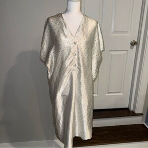 Amaretta Vintage Nightgown Size Small White Purple Polka Dots Made in USA  Midi